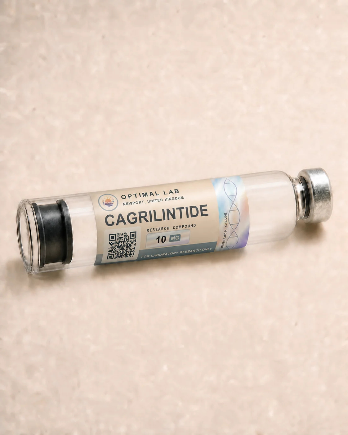 Optimal Lab 3ml research cartridge loaded with Cagrilintide, in its case