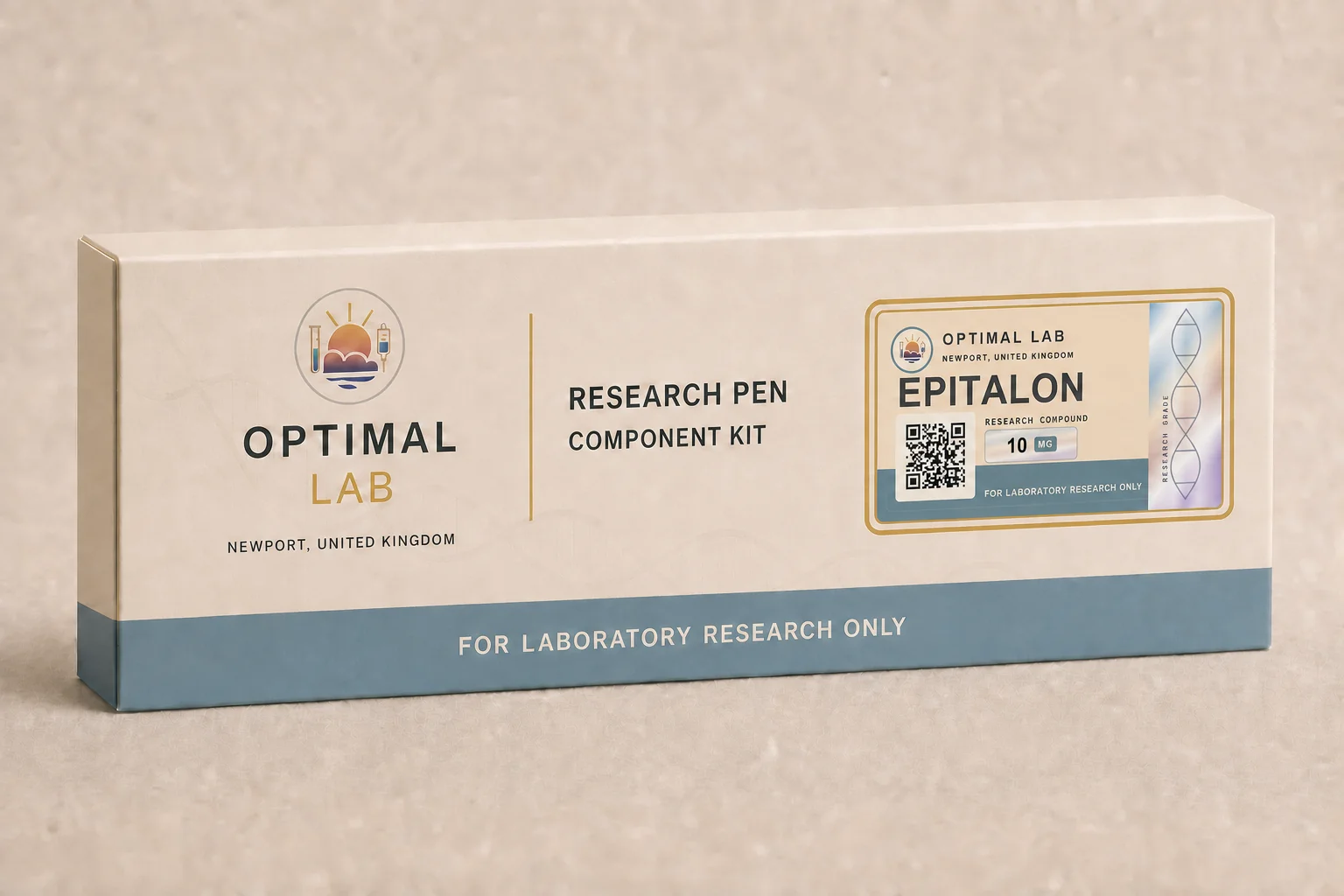 Optimal Lab refillable research pen loaded with Epitalon, in its presentation box