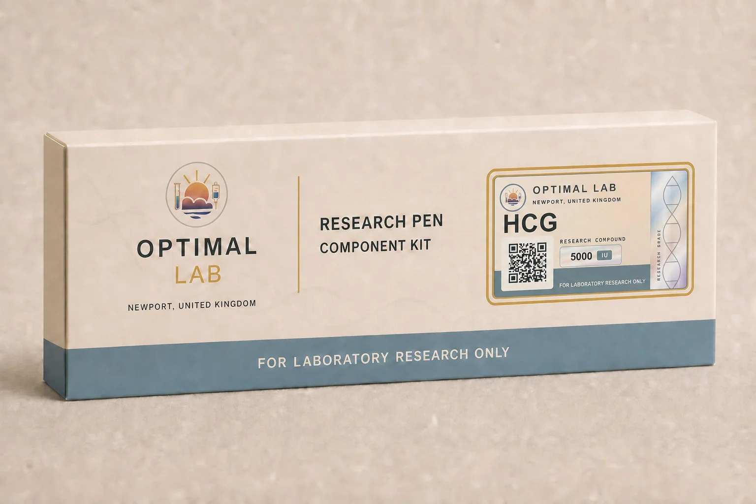 Optimal Lab refillable research pen loaded with HCG, in its presentation box