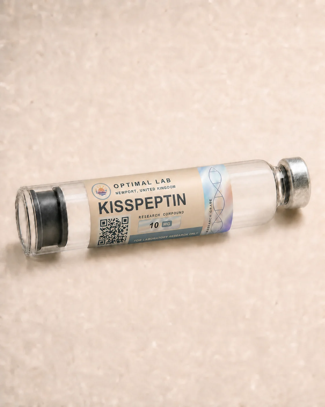 Optimal Lab 3ml research cartridge loaded with Kisspeptin, in its case