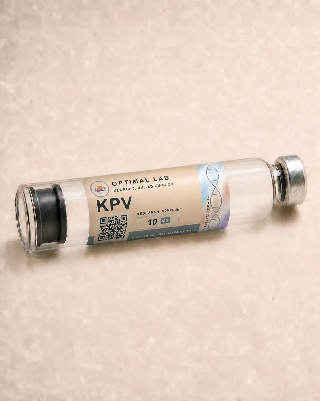 Optimal Lab 3ml research cartridge loaded with KPV, in its case