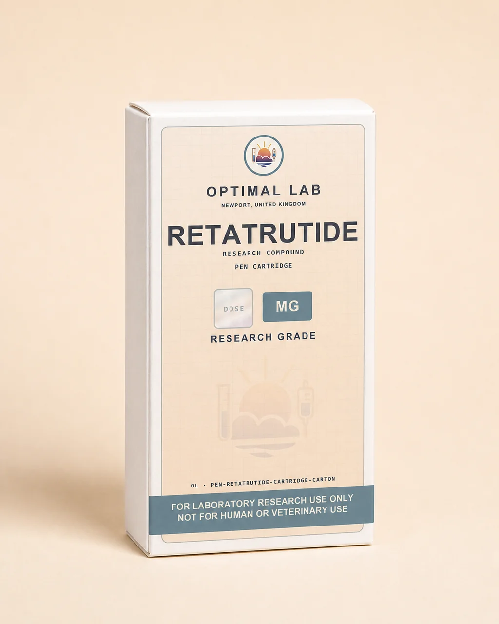 Replacement Retatrutide pen cartridge, no pen body, with Optimal Lab cream-stripe label
