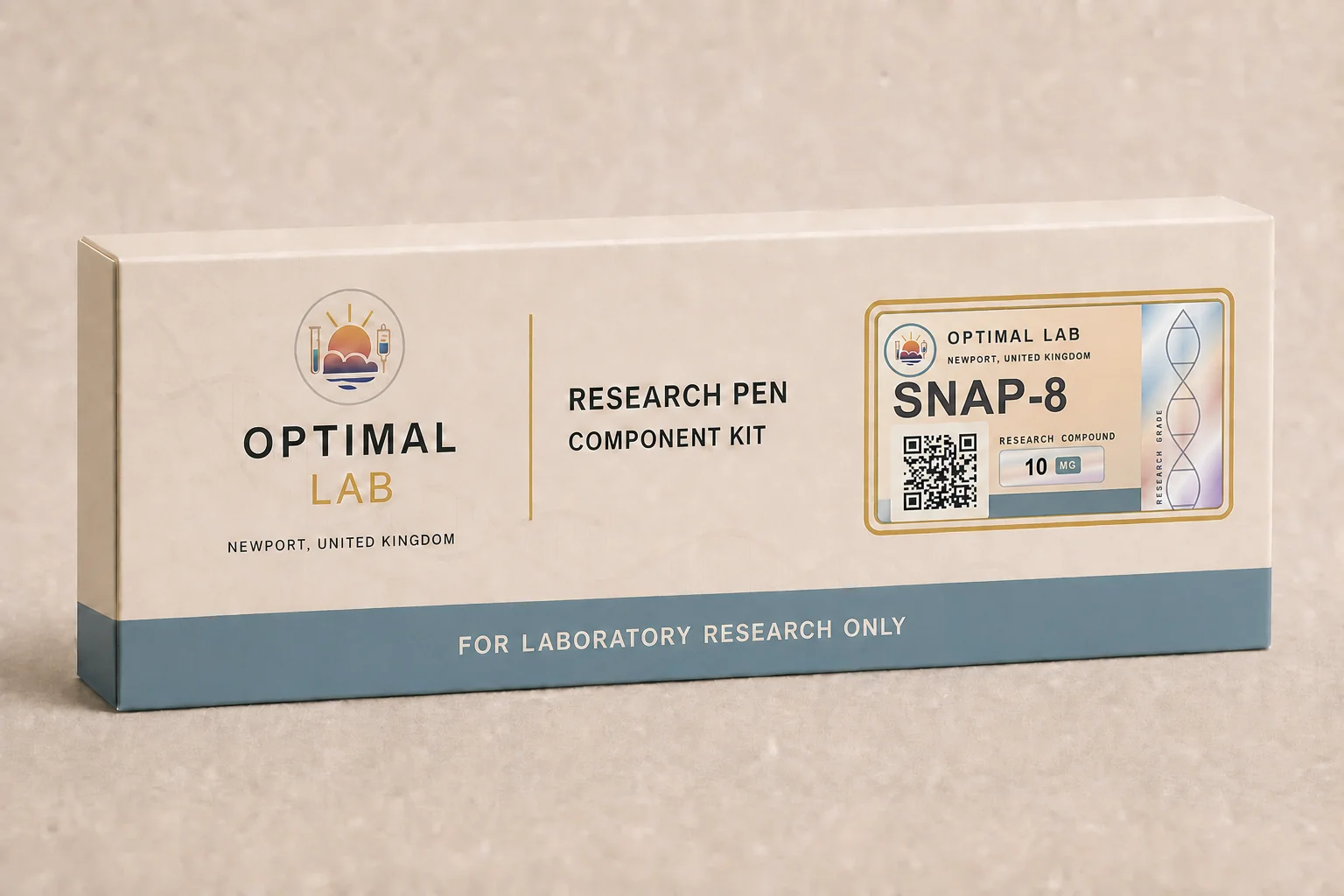 Optimal Lab refillable research pen loaded with SNAP-8, in its presentation box