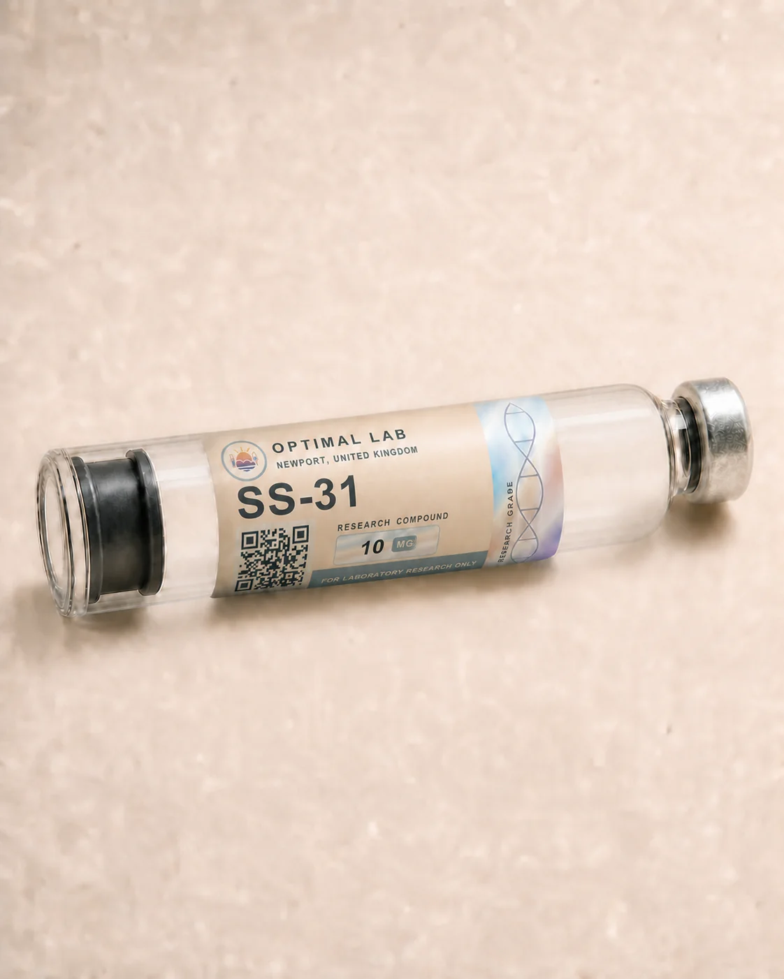 Optimal Lab 3ml research cartridge loaded with SS-31 (Elamipretide), in its case